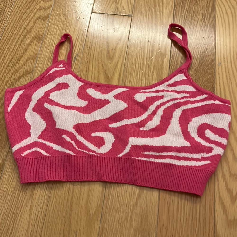 pink and white white fox tank top